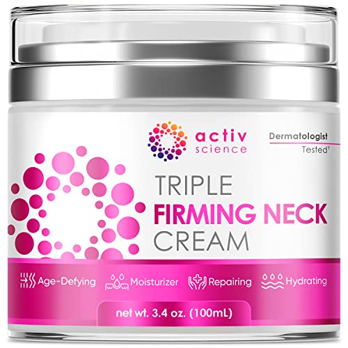 ACTIVSCIENCE Neck Firming Cream - Natural Anti-Aging Moisturizer with Retinol, Collagen & Hyaluronic Acid - 3.4 Fl Oz