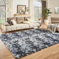 Floralux 8x10 Tie-Dyed Dark Grey Shag Rug - Ultra Soft Large Bedroom & Living Room Floor Carpet