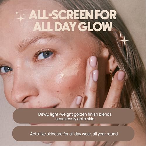 Dew Me Mineral All-Screen - Tinted SPF 30 Face Sunscreen with Hyaluronic Acid + Niacinamide for Golden Glow Dewy Finish - Dermatologist Developed, Makeup Primer Complexion Perfector - (1.7 Oz)