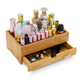 GOBAM X-Large Bamboo Makeup Storage Drawer Organizer - Large Capacity Cosmetic Box