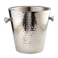 Hammered Stainless Steel Champagne Bucket - 9 Inch Double Wall Silver - Elegant Design