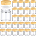 Norme 24 Pcs 4 oz Glass Jars with Lids Empty Small Glass Containers and Inner Liners Reusable Cosmetic Jars Round Airtight Bottles with Plastic Woodgrain Lids for Travel