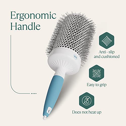 Extra Large Ceramic Ion Round Hair Brush 2.5 Inch Barrel for Voluminous Blow Drying - Lightweight Styling Tool