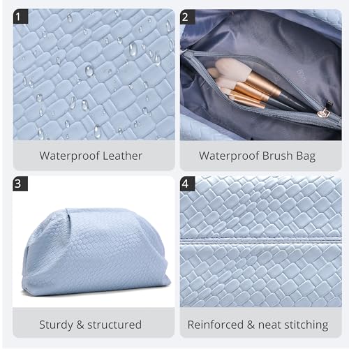 Travel Makeup Bag Organizer Blue - 02 Silvery Blue Variation, Large & Stylish