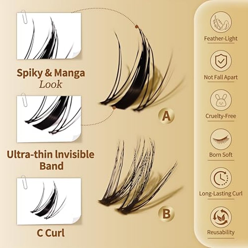 FEEGO Natural Lash Extension Kit 168Pcs Lash Clusters Kit Wispy Eyelash Extensions Individual Lashes Extensions with Bond and Seal Lash Glue and Eyelash Extension Tweezers DIY (MAGIC GIRL KIT A)
