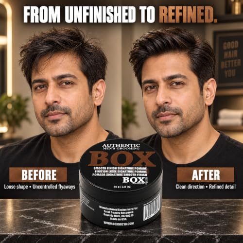 Men's Strong Hold Hair Pomade - Sleek & Polished Finish, Adds Shine & Definition, 80g