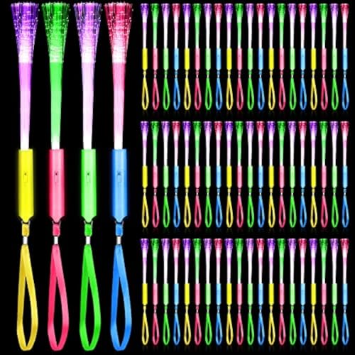 200 Pcs Fiber Optic LED Glow Sticks with Batteries - Party & Event Wands