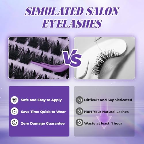 B&Q Manga Lash Clusters with Spikes Wet-Look Individual Lashes Salon Volume D Curl Eyelash Clusters 10-18mm Anime Lashes 156PCS Reusable DIY Cluster Eyelash Extensions for Beginners(SalonSpike01)