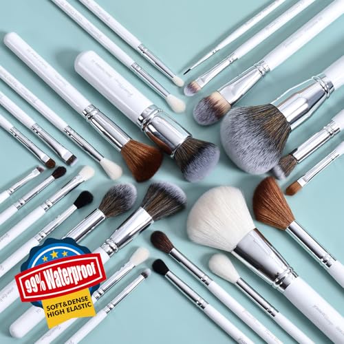 Makeup Brush Set 32 Pcs Goat & Horse Hair Professional Brushes - White B-Variation