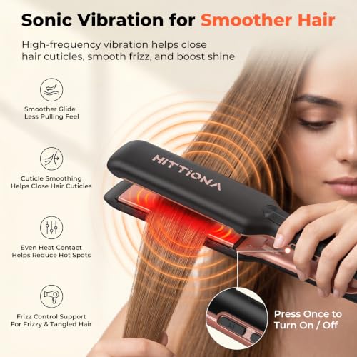Ceramic Hair Straightener 1.75 Inch Wide Infrared Flat Iron for Thick & Curly Hair - Matte Black