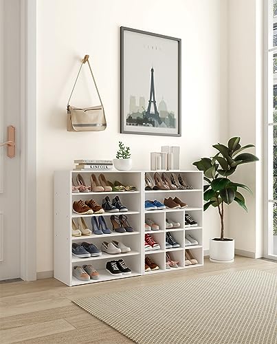 White 5-Tier Shoe Rack Organizer with Movable Shelf for Entryway