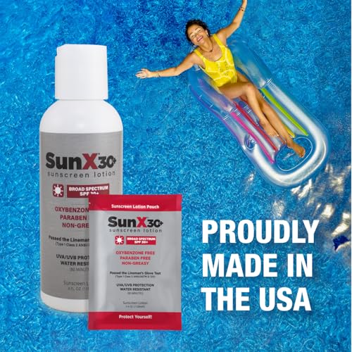 CoreTex Sun X 30+ SPF Travel Size Sunscreen Pack of 50 - Broad Spectrum Water-Resistant & No White Cast