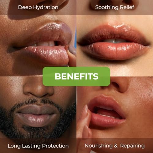 RaGaNaturals Natural Unscented Lip Balm - Original Beeswax, Shea Butter, Jojoba Oil, Vitamin E - 4 Pack Unflavored Chapstick for Dry & Cracked Lips - Christmas Stocking Stuffers - Handmade in USA