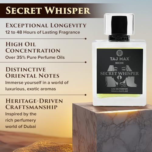 Secret Whisper Arabian Perfume for Women 3.5 Oz - Long-Lasting Oriental Floral & Woody Scent - Inspired by Dubai - Gift Set with Mini Tester