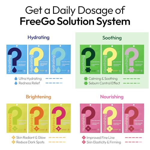 FreeGo Soothing Daily Solution Niacinamide Salicylic Acid Facial Mask Sheet (6-Pack) | K-Beauty Korean Skincare to Repaired Soothed Skin