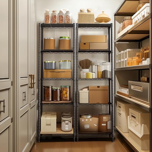 59-Inch Heavy Duty Wire Shelving Unit - Black 5-Tier Storage Rack, NSF Certified
