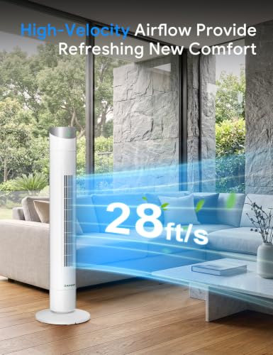 White 42-Inch Smart Tower Fan with DC Motor, App & Voice Control
