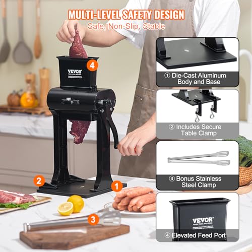 VEVOR 5.8-Inch Commercial Meat Tenderizer, Heavy Duty Stainless Steel Kitchen Tool