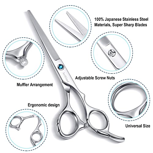 Professional Hair Cutting Scissors Kit 6.5" Japanese 9CR Stainless Steel Barber & Pet Grooming Shears