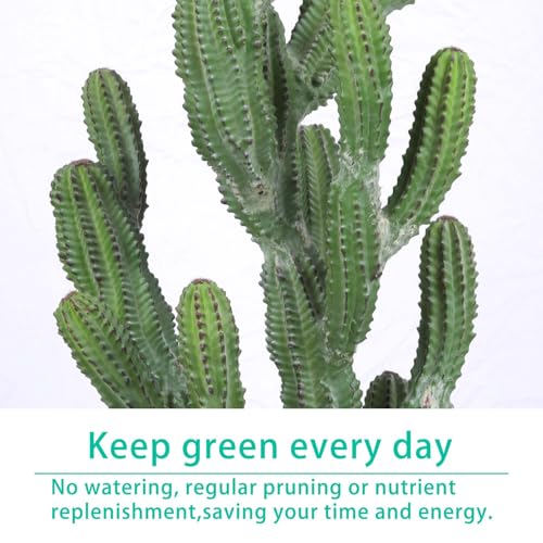 32 Inch Artificial Cactus Tall Fake Cacti with Planter for Indoor Outdoor Decor - Faux Saguaro Plant