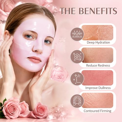 Rose Collagen Face Masks 10 Pack Hydrating & Anti-Aging Skincare
