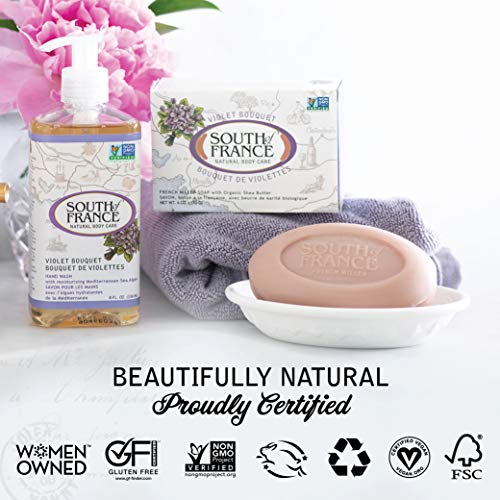 Violet Scented Triple-Milled French Body Soap with Shea Butter - 6 oz Bar (Pack of 4) | Vegan & Non-GMO