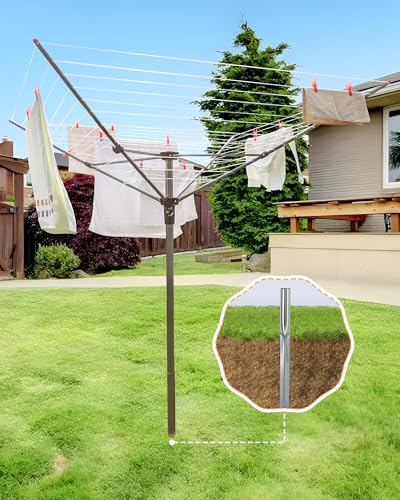 Outdoor Umbrella Clothesline Drying Rack 12 Lines 164ft Heavy Duty Adjustable