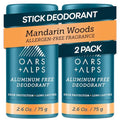 Oars + Alps Aluminum Free Men's Deodorant Clear No Residue Mandarin Woods 2pk