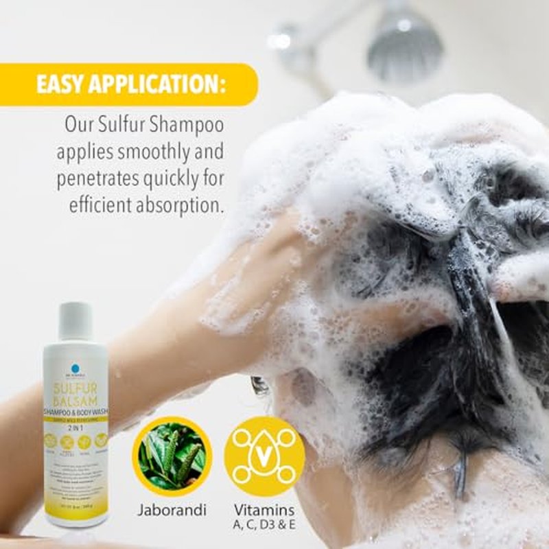Dr. Robaina Sulfur Shampoo & Body Wash ? Helps Soothe Dandruff, Seborrheic Dermatitis, Folliculitis & Itchy Scalp ? Color-Safe, SLS-Free, Citrus-Mint Scent, 8 fl oz - Made in the USA
