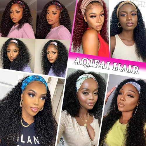 Kinky Curly Headband Wig 16 Inch Natural Black - Glueless & Adjustable - JC-16 1B