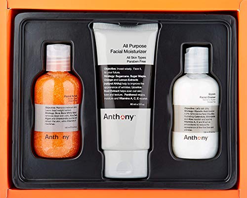 Anthony Face It & Go Facial Skincare Kit - Cleanser, Moisturizer & Scrub