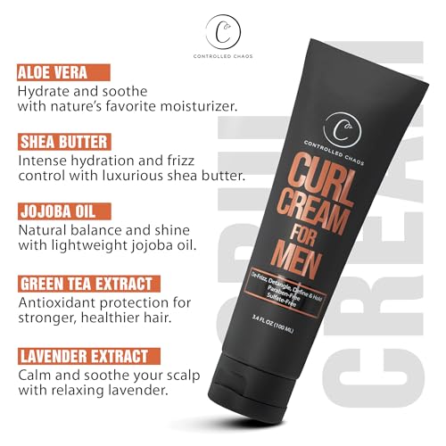 Controlled Chaos Curl Cream for Men 3.4oz Pack of 2 - Hydrating Curl & Wave Definer