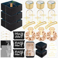 Black Bridesmaid Proposal Gift Set with Candle Jewelry Box & Hair Clips - 27 Pieces