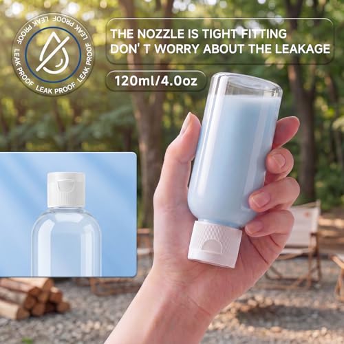 24 Pack 120ml Clear Plastic Travel Bottles with Flip Cap - BPA-Free, Refillable Shampoo, Lotion & Body Soap Containers