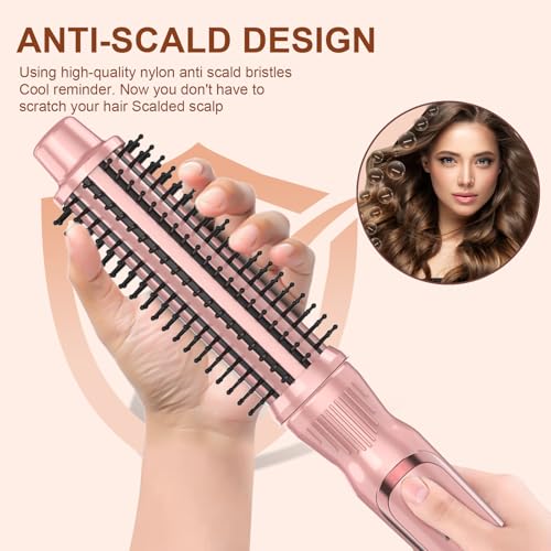 Pink 1.25 Inch Heated Curling Brush for Soft, Silky Curls & Frizz Control
