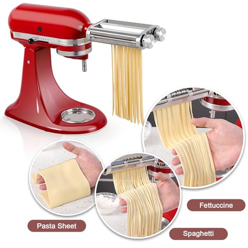 KitchenAid Pasta Maker Attachment Set - Stainless Steel Roller & Cutter with Spaghetti & Fettuccine Blades