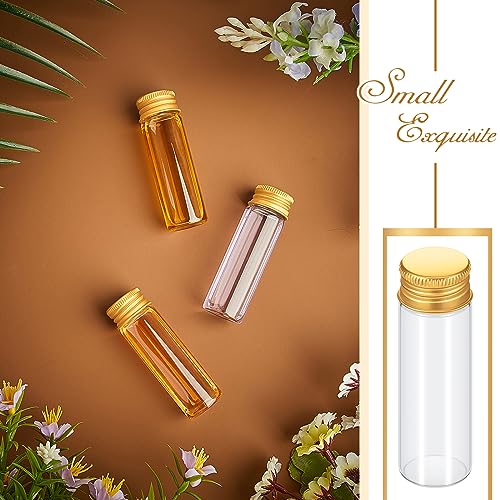Tiny Glass Jars with Lids - 15ml Gold Cap, Set of 100