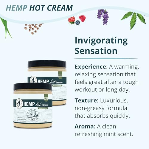 Zatural Hemp Hot Cream with Essential Oil Blend, Aloe, Hemp, and More (8oz 2-Pack)