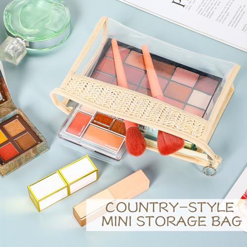 Clear Cosmetic Bags with Zipper 6pcs Small Makeup Pouches Boho Style