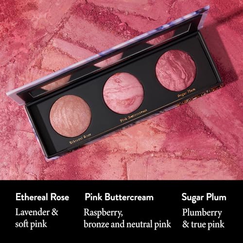 LAURA GELLER NEW YORK Geller's Greatest Better Than Ever 3pc Marbleized Blush Palette Trio + Angled Brush Set