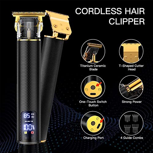 Rechargeable Men’s Hair Clippers with T-Blade & LCD Display - Black