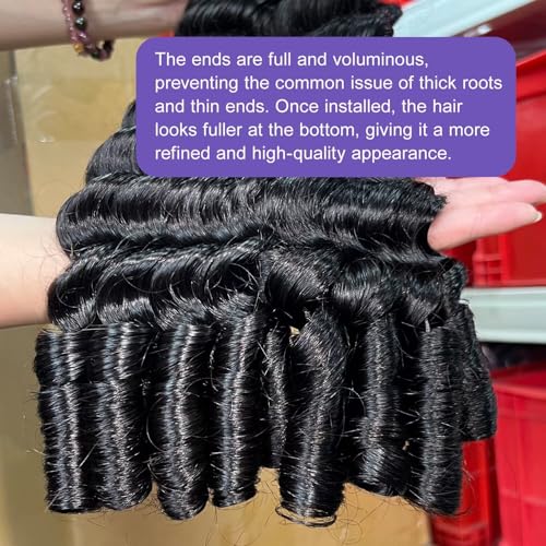 14-Inch Human Hair Extensions with Deep Wave Curl Pattern - Virgin Loose Curly Bundles