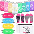 Girls Trip Gift Set with Socks, Eye Masks, Cosmetic Bags & Can Sleeves - Party Favor Kit