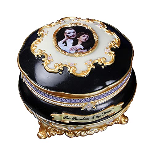 Hinged Music Box with Phantom and Christine Figurines - Music of the Night Melody, Jewelry Storage