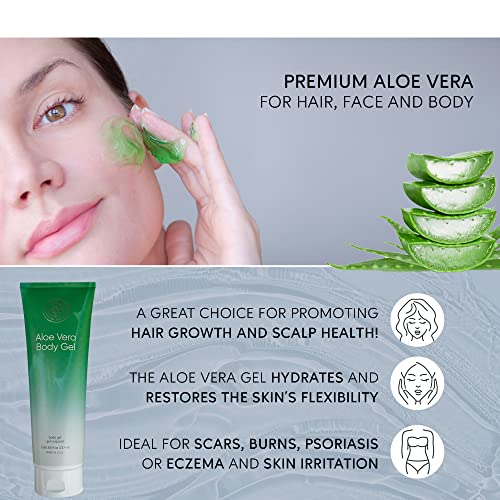 L'eudine Aloe Vera Gel - 8Fl Oz - Natural Aloe Gel for Skin Care - Premium Aloe for Sunburn Relief, Burns, and After Sun Care - for Face and Body - Scar Treatment