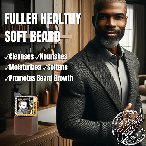 Rhassoul Beard Shampoo Bar for Men - Extra Soft, Tames & Nourishes - 4.2 oz Pack of 2 - All Natural