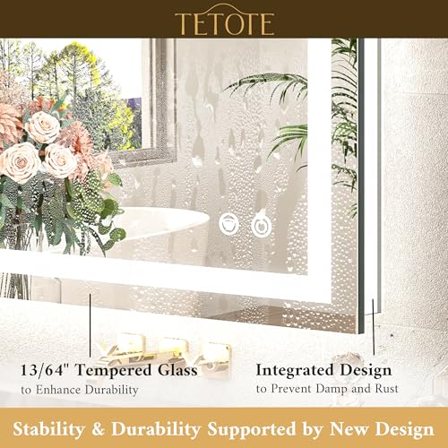 LED Bathroom Mirror 24x30 Inch with Lights, Anti-Fog, Dimmable, Tempered Glass - Variation of 30"L x 24"W