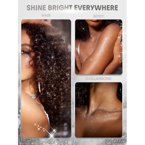 SHEGLAM Hair & Body Glitter Mist Spray - Shimmering Sparkle Makeup for Parties, Festivals, Cosplay, Halloween - Long Lasting, Non-Clogging, Easy Wash Off, 0.3 Fl Oz (Silver)