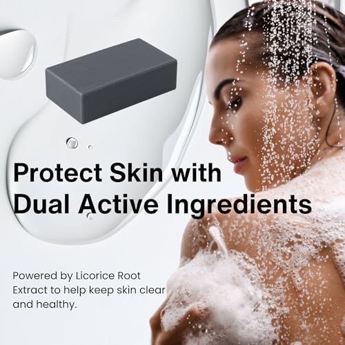 Pelican Soap 8EA Black Bar Soap for Women & Men, Exfoliating Bar Soap for Sensitive Skin& Pore Cleansing, Charcoal Soap Bar & Natural Soap Bar for Acne-Prone Skin with Papaya Enzyme& Kaolin from Japan