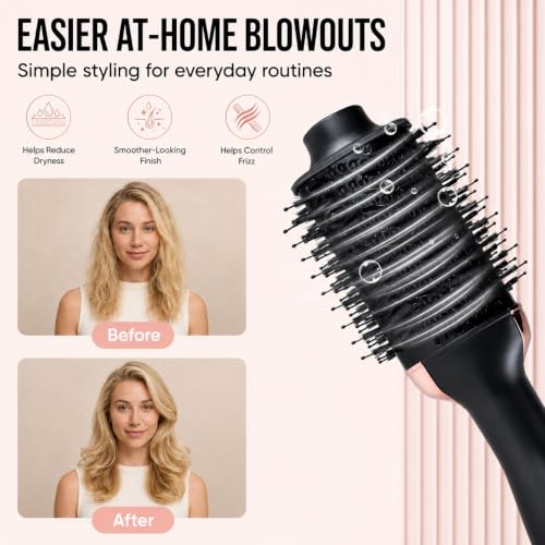 4-in-1 Hair Dryer Brush for Smooth Blowouts - Rose Gold
